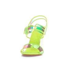 Женские Christian Louboutin Loubi Duniss 100 PVC and Leather Heeled Sandals Fluo Yellow (W)
