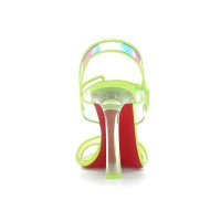 Женские Christian Louboutin Loubi Duniss 100 PVC and Leather Heeled Sandals Fluo Yellow (W)