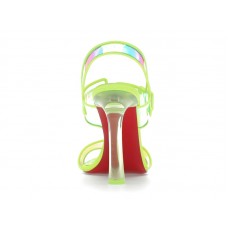 Женские Christian Louboutin Loubi Duniss 100 PVC and Leather Heeled Sandals Fluo Yellow (W)