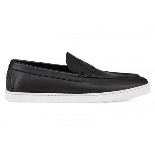 Christian Louboutin Varsiboat Flat Black Leather - мужская сетка размеров