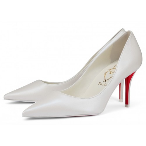 Christian Louboutin Miss Z 80mm Pump Bianco Pearlescent Nappa Leather - мужская сетка размеров