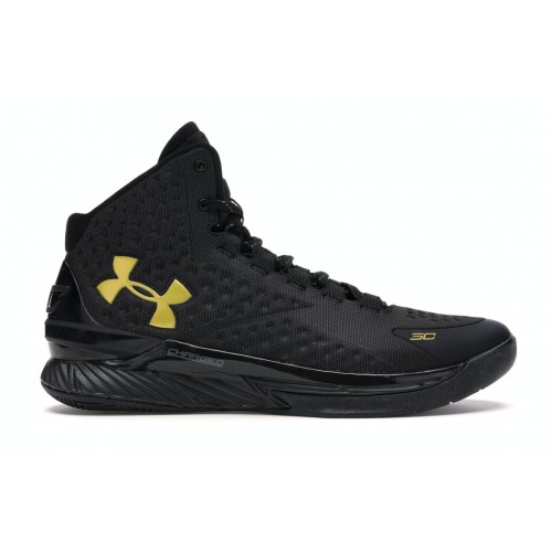 Кроссы UA Curry 1 Black and Gold Banner - мужская сетка размеров