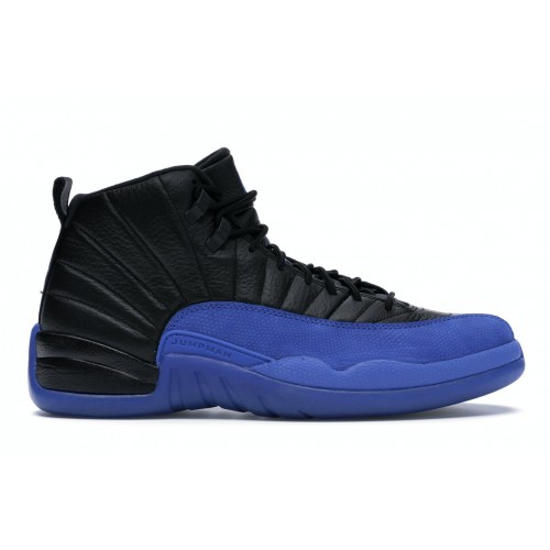 Кроссы Jordan 12 Retro Black Game Royal - мужская сетка размеров