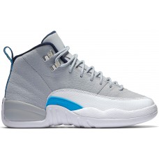 Подростковые кроссовки Jordan 12 Retro Grey University Blue (GS)
