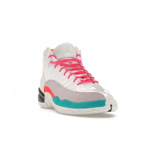 Кроссы Jordan 12 Retro White Vapor Green (GS) - подростковая сетка размеров