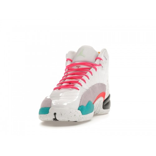 Кроссы Jordan 12 Retro White Vapor Green (GS) - подростковая сетка размеров