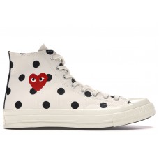 Кеды Converse Chuck Taylor All-Star 70 Hi Comme des Garcons PLAY  Polka Dot White