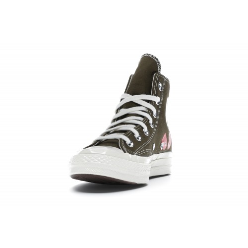 Кроссы Converse Chuck Taylor All Star 70 Hi Comme des Garcons PLAY Multi-Heart Green - мужская сетка размеров