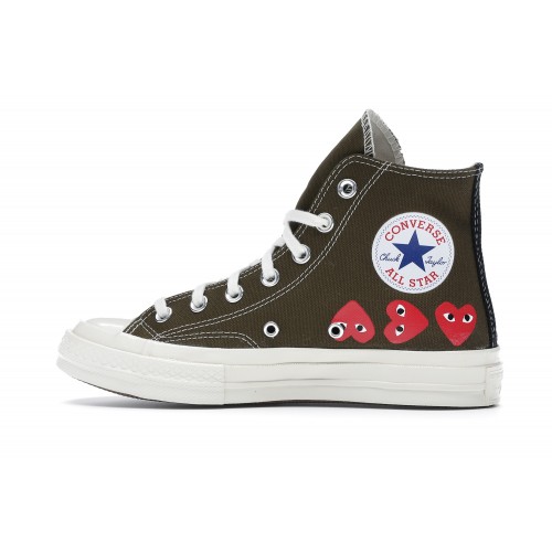 Кроссы Converse Chuck Taylor All Star 70 Hi Comme des Garcons PLAY Multi-Heart Green - мужская сетка размеров