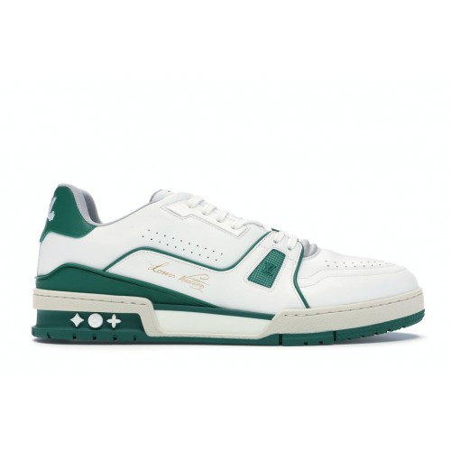 Кроссы Louis Vuitton LV Trainer Sneaker Low White Green - мужская сетка размеров