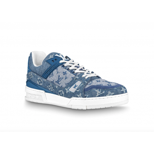 Кроссы Louis Vuitton Trainer Sneaker Denim Monogram - мужская сетка размеров