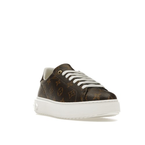 Кроссы Louis Vuitton Time Out Monogram Leather Cacao Brown White (W) - женская сетка размеров