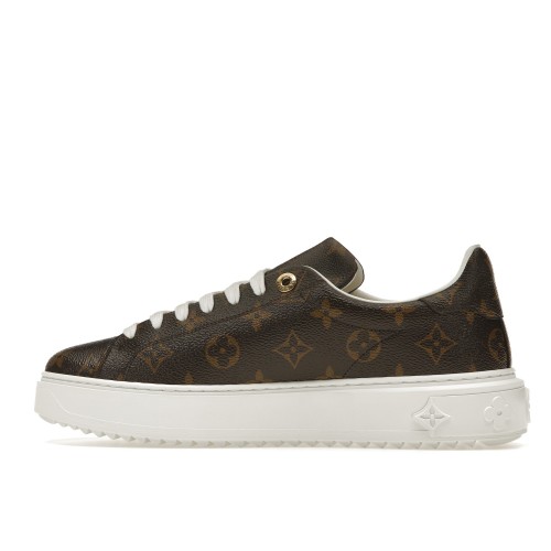 Кроссы Louis Vuitton Time Out Monogram Leather Cacao Brown White (W) - женская сетка размеров