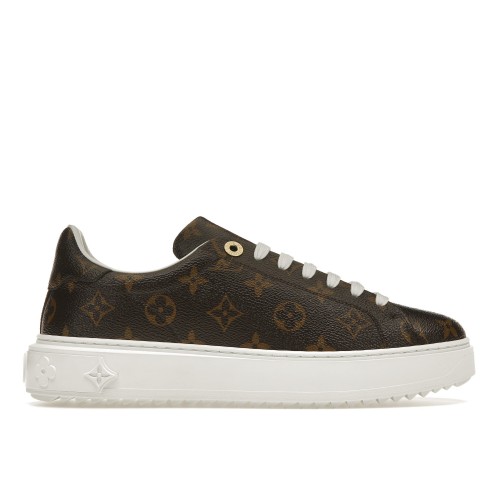 Кроссы Louis Vuitton Time Out Monogram Leather Cacao Brown White (W) - женская сетка размеров