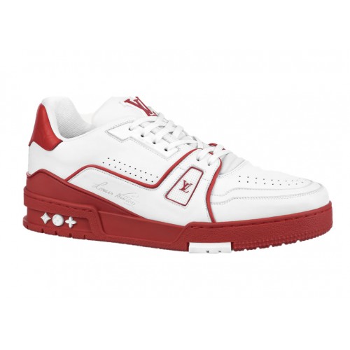Кроссы Louis Vuitton Trainer White Red Signature - мужская сетка размеров