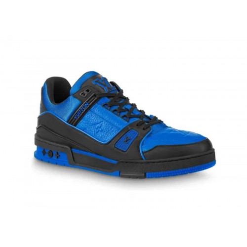 Кроссы Louis Vuitton LV Trainer Black Blue - мужская сетка размеров