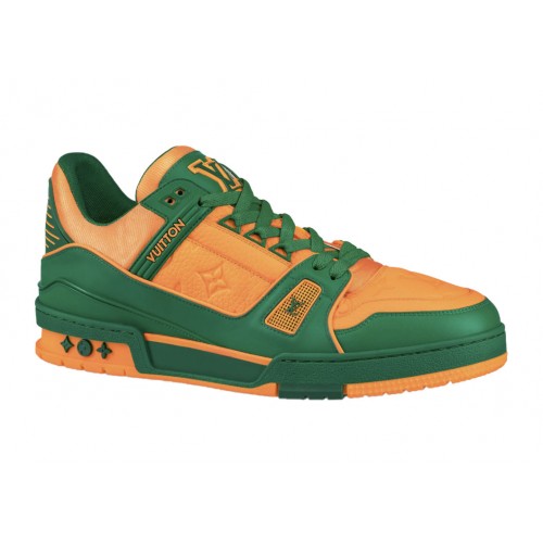 Кроссы Louis Vuitton Trainer Green Orange - мужская сетка размеров