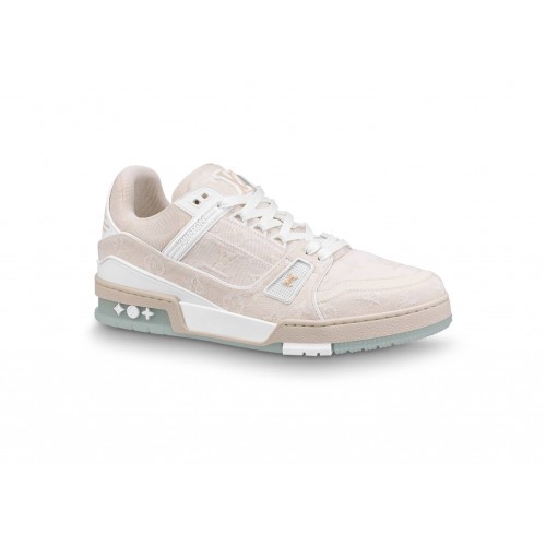 Кроссы Louis Vuitton LV Trainer Beige Monogram Demin - мужская сетка размеров