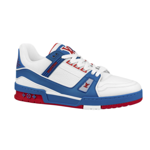 Кроссы Louis Vuitton Trainer Red White Blue - мужская сетка размеров