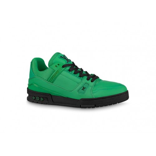 Кроссы Louis Vuitton LV Trainer Green Black - мужская сетка размеров