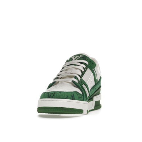 Кроссы Louis Vuitton Trainer Green Monogram Denim White - мужская сетка размеров