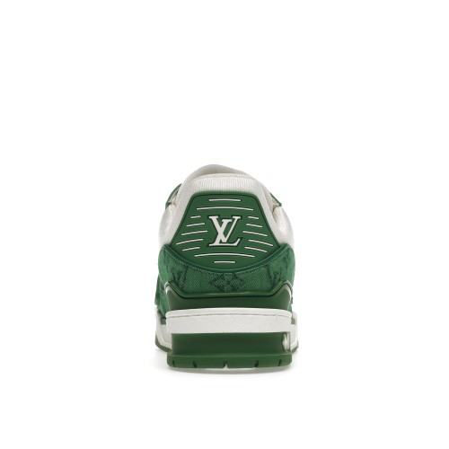 Кроссы Louis Vuitton Trainer Green Monogram Denim White - мужская сетка размеров