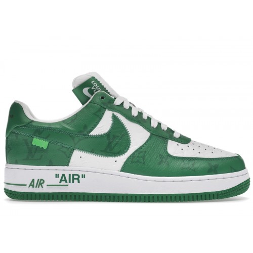 Louis Vuitton Nike Air Force 1 Low By Virgil Abloh White Green - мужская сетка размеров