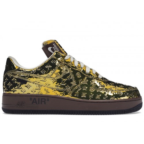 Louis Vuitton Nike Air Force 1 Low By Virgil Abloh Metallic Gold - мужская сетка размеров