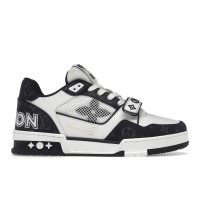 Кроссовки Louis Vuitton LV Trainer Velcro Strap Monogram Denim Black White