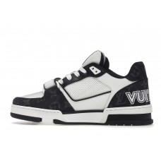 Кроссовки Louis Vuitton LV Trainer Velcro Strap Monogram Denim Black White