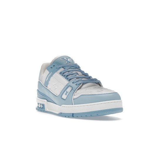 Кроссы Louis Vuitton Trainer Low White Sky Blue - мужская сетка размеров