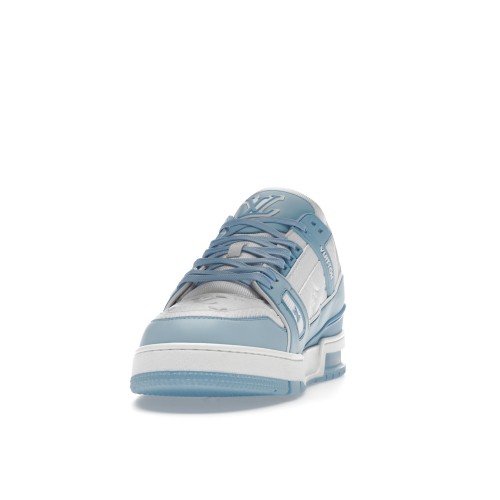 Кроссы Louis Vuitton Trainer Low White Sky Blue - мужская сетка размеров