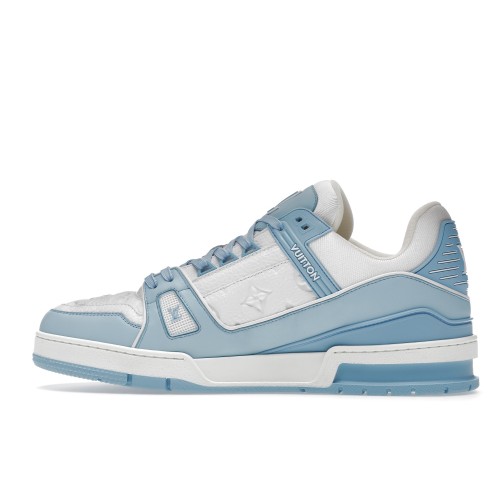 Кроссы Louis Vuitton Trainer Low White Sky Blue - мужская сетка размеров