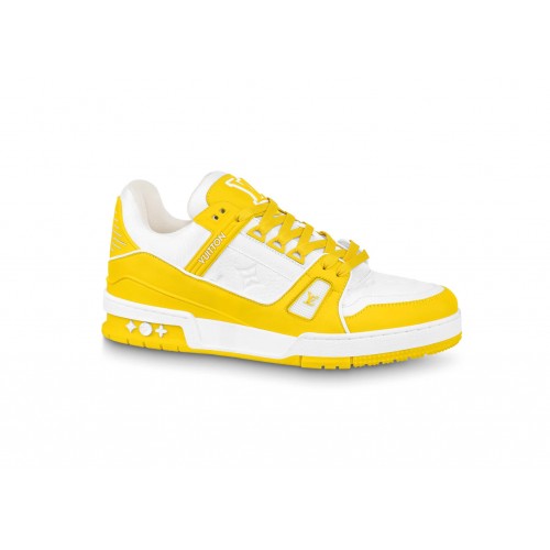 Кроссы Louis Vuitton Trainer Yellow White Monogram - мужская сетка размеров