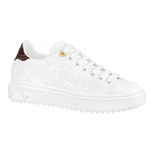 Кроссы Louis Vuitton Time Out Debossed LV Monogram Leather White White (W) - женская сетка размеров