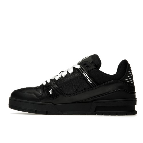 Кроссы Louis Vuitton Trainer Black Embossed Monogram - мужская сетка размеров