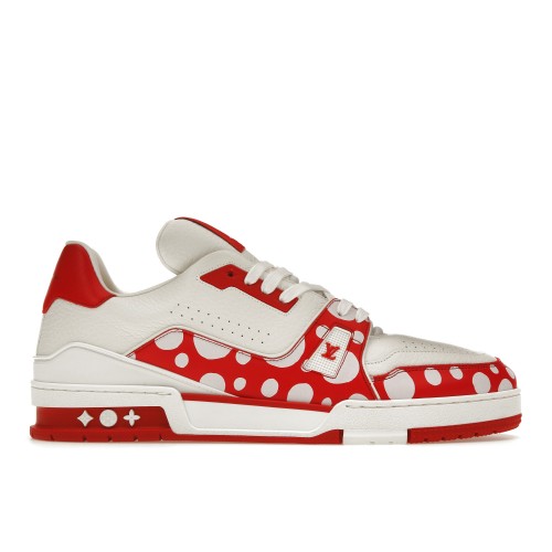 Кроссы Louis Vuitton LV Trainer Yayoi Kusama Red White - мужская сетка размеров