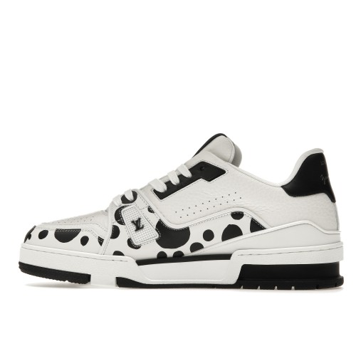 Кроссы Louis Vuitton LV Trainer Yayoi Kusama Black White - мужская сетка размеров