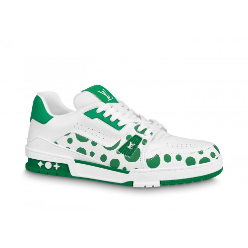 Кроссы Louis Vuitton LV Trainer Yayoi Kusama Green White - мужская сетка размеров