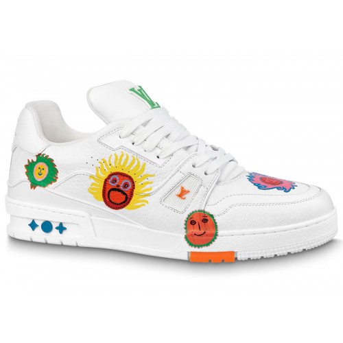 Кроссы Louis Vuitton x Yayoi Kusama Trainer White Print - мужская сетка размеров