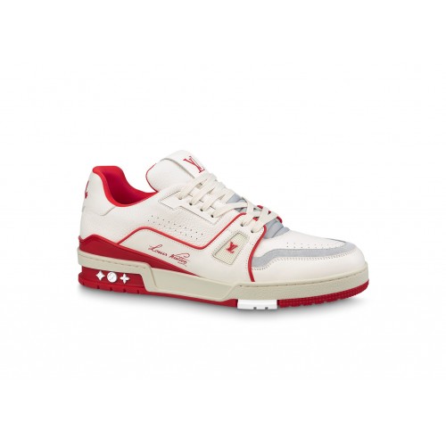 Кроссы Louis Vuitton Trainer #54 Signature White Red - мужская сетка размеров