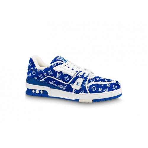 Кроссы Louis Vuitton Trainer Blue Monogram Textile - мужская сетка размеров