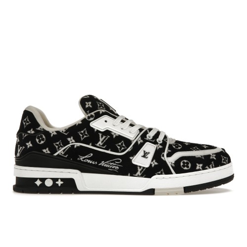 Кроссы Louis Vuitton Trainer Black Monogram Textile - мужская сетка размеров