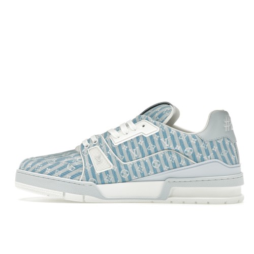 Кроссы Louis Vuitton Trainer Blue Stripe Monogram - мужская сетка размеров