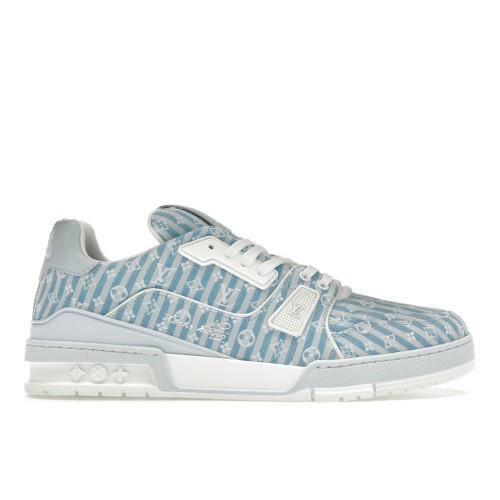 Кроссы Louis Vuitton Trainer Blue Stripe Monogram - мужская сетка размеров
