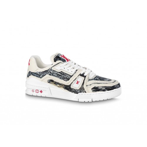 Кроссы Louis Vuitton Trainer Colored In White Black - мужская сетка размеров