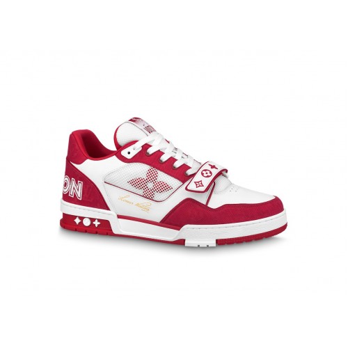 Кроссы Louis Vuitton Trainer Red Monogram Denim - мужская сетка размеров