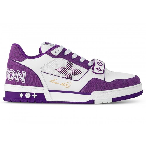 Кроссы Louis Vuitton LV Trainer Monogram Strap White Purple - мужская сетка размеров