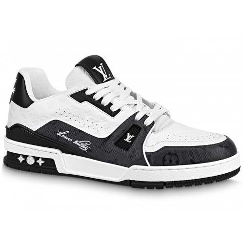 Кроссы Louis Vuitton Trainer Black White Mini Monogram - мужская сетка размеров