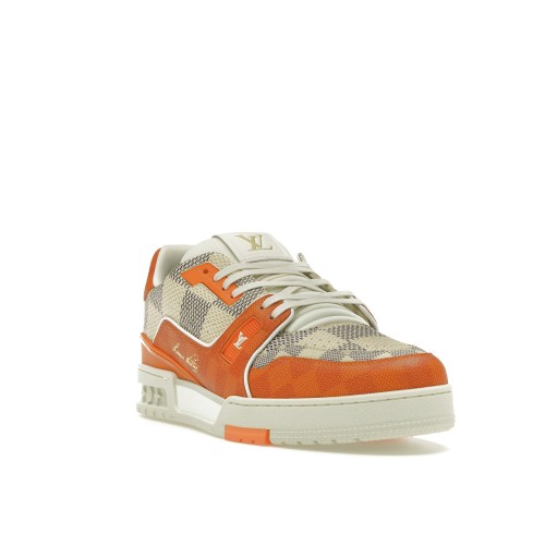 Кроссы Louis Vuitton LV Trainer Damier White Orange - мужская сетка размеров